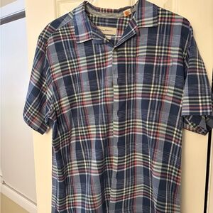 Tommy Bahama Blue and Red Plaid Button Down Shirt